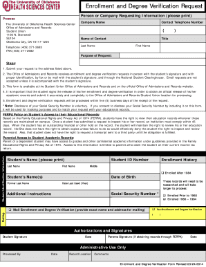 Enrollment and Degree Verification Request