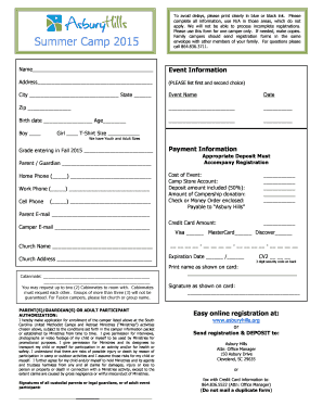 Summer Camp Registration Form