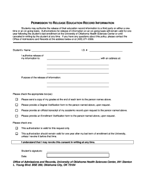 Permission to Release Education Record Information