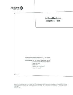 Anthem Blue Cross Enrollment Form