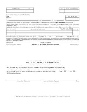 Georgia Weekly Unemployment Insurance Claim for Vocational Trainee