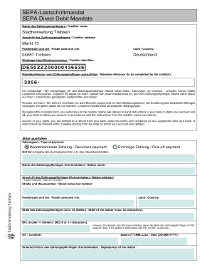 What is mandate reference number - SEPA-Lastschriftmandat SEPA Direct Debit Mandate - Trebsen - trebsen