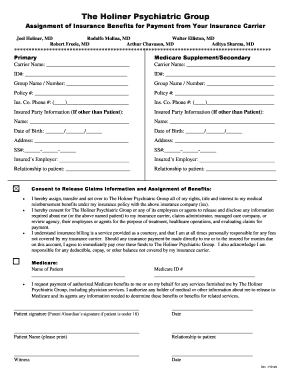Assignment of Insurance Benefits for Psychiatric Services