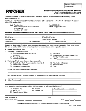 Employee Separation Record