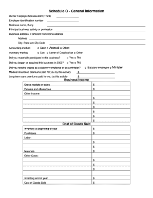 Schedule C - Business Profit or Loss