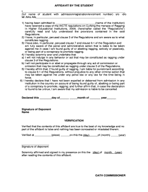 Affidavit Against Ragging