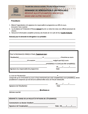Demande de dérogation à un préalable