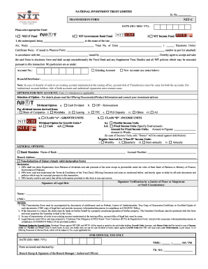 National Investment Trust Transmission Form