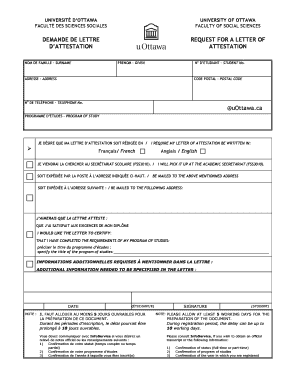 Demande de lettre d’attestation