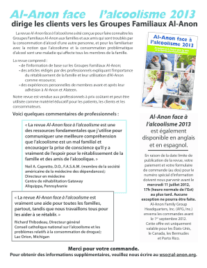 Al‑Anon face à l’alcoolisme 2013