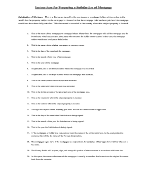 Satisfaction of Mortgage Form