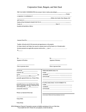 Corporation Grant Bargain and Sale Deed