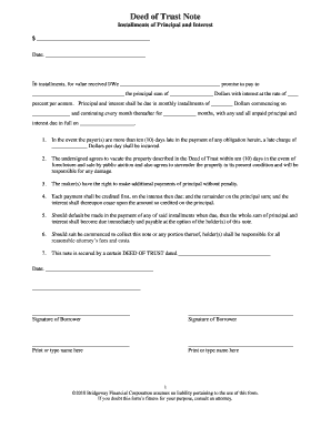 Deed of Trust Note
