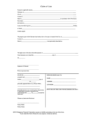 Claim of Lien Form