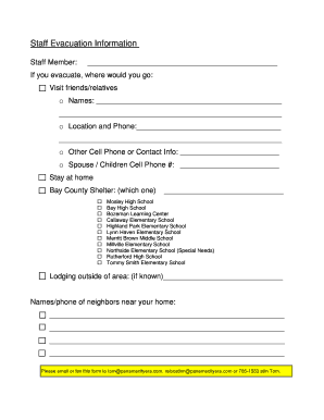 Staff Evacuation Information Form