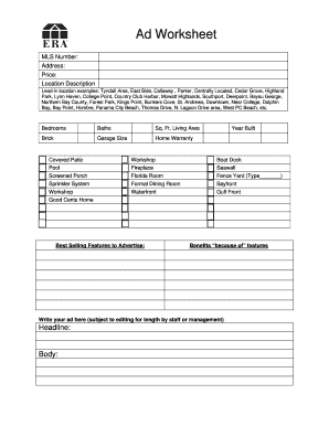 Real Estate Advertisement Worksheet