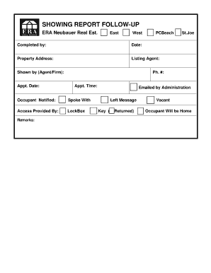 Real Estate Property Showing Report