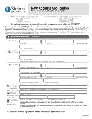 Steben Managed Futures Strategy Fund Account Application