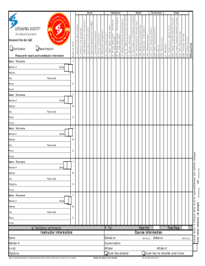Formulaire de certification des premiers soins/DÉA