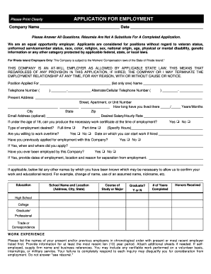 Employment Application Form