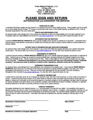 Authorization and Agreement for Home Health Care Services