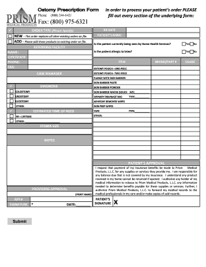 Medical Ostomy Supply Order Form