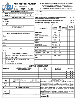 Patient Order Form for Medical Supplies