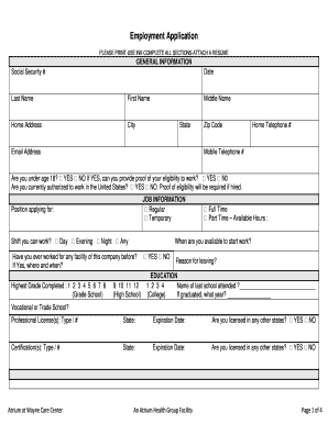 Employment Application Form