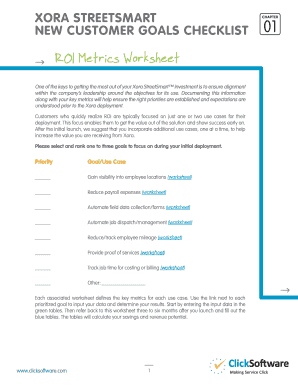 Xora StreetSmart ROI Metrics Worksheet