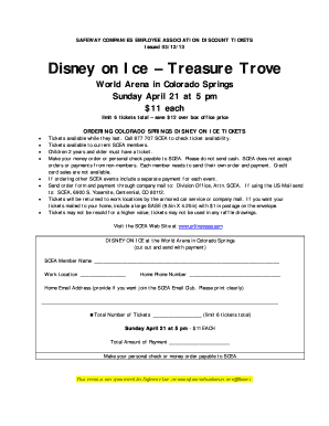 Disney on Ice Discount Tickets Order Form