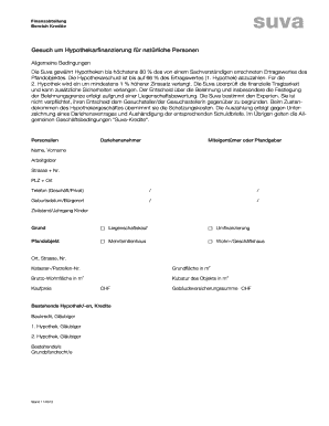 Gesuch um Hypothekarfinanzierung