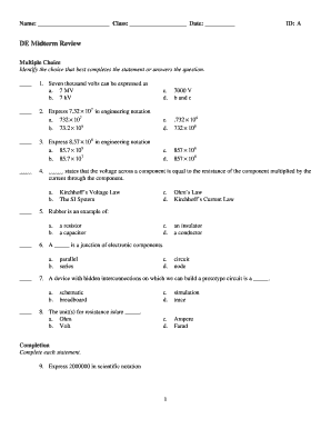 DE Midterm Review