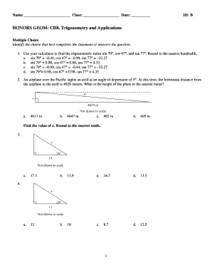 Honors Geometry Trigonometry Test