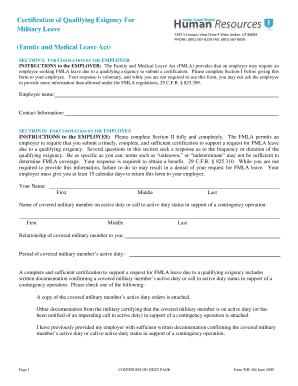 FMLA Certification of Qualifying Exigency