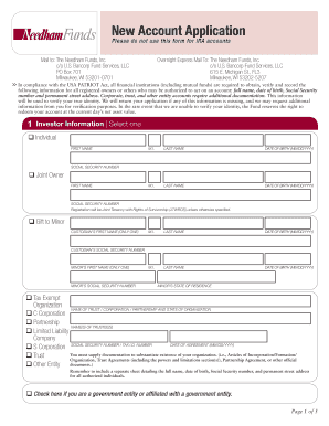 New Account Application for Needham Funds