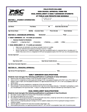 Polk State College High School Approval Form