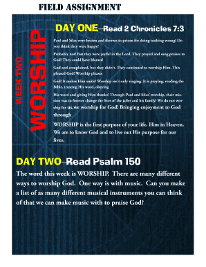Worship Bible Study and Activity Plan