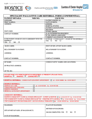 Specialist Palliative Care Referral Form