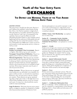 Youth of the Year Entry Form