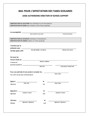 Bail pour l’affectation des taxes scolaires