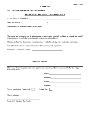 Statement of Monitor Assistance