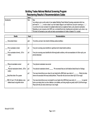 Building Trades Medical Screening Rescreening Results