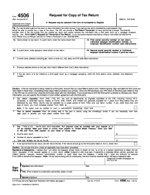 IRS Form 4506 Request for Copy of Tax Return