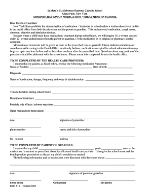New York School Medication Authorization Form