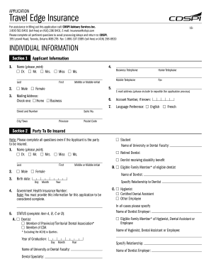 Travel Edge Insurance Application