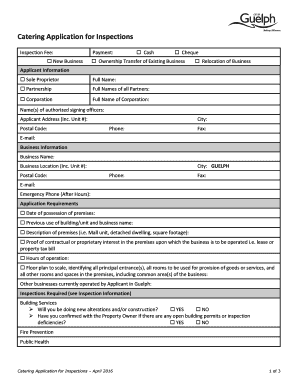 360 kBCatering Company Application for Inspection - City of Guelph