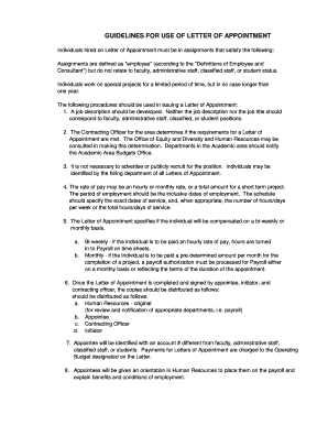 Letter of Appointment for Non-Student Assignments