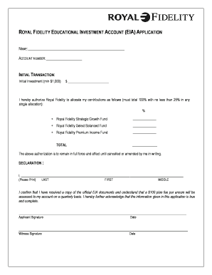 Royal Fidelity Educational Investment Account Application