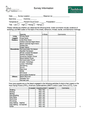 Bird Survey Observation Form