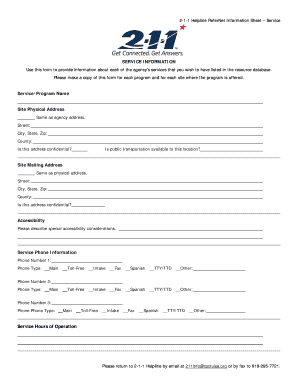 2-1-1 Helpline ReferNet Information Sheet